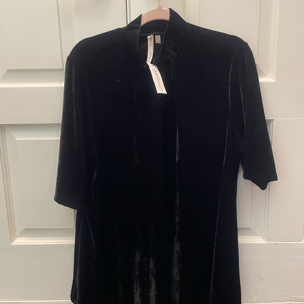 NWT NY Collection Black Velvet Tunic Top 1X